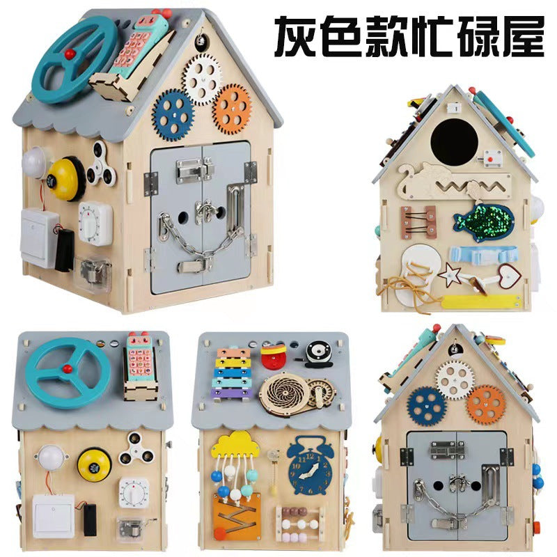 Kinmilo Montessori wooden sensory busy house locks gears switches, image 184