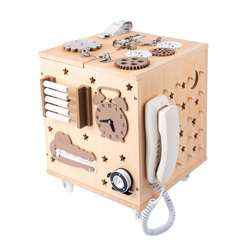 Kinmilo Montessori wooden sensory busy house locks gears switches, image 186