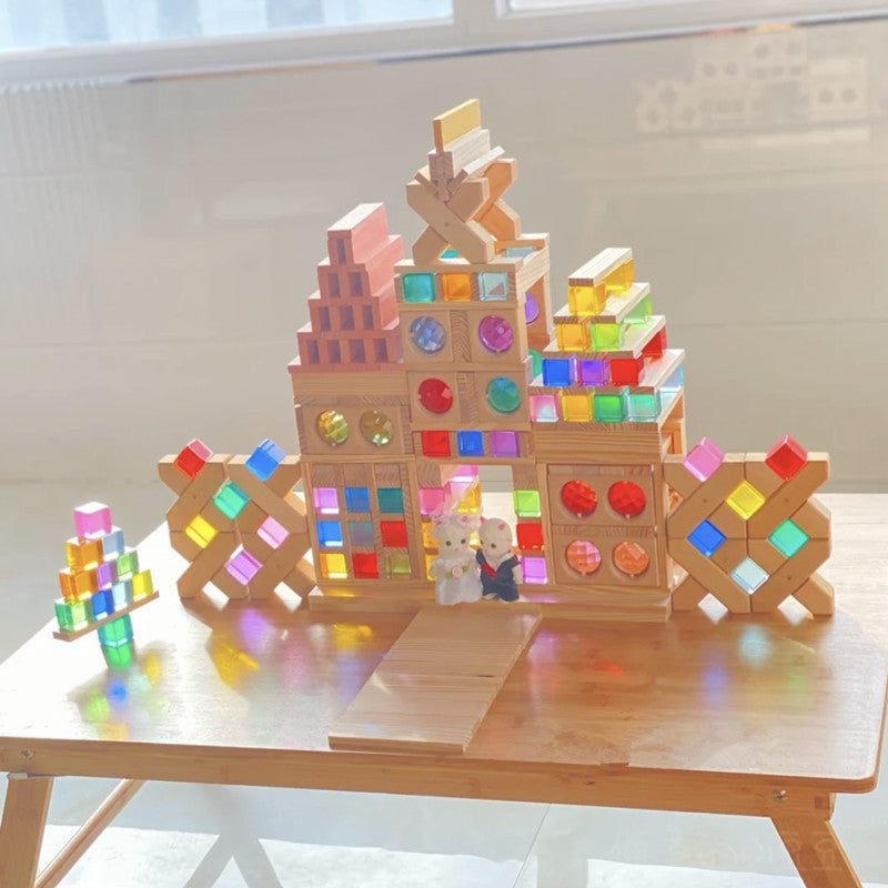 Kinmilo rainbow gem wooden building blocks and spatial construction, image 98