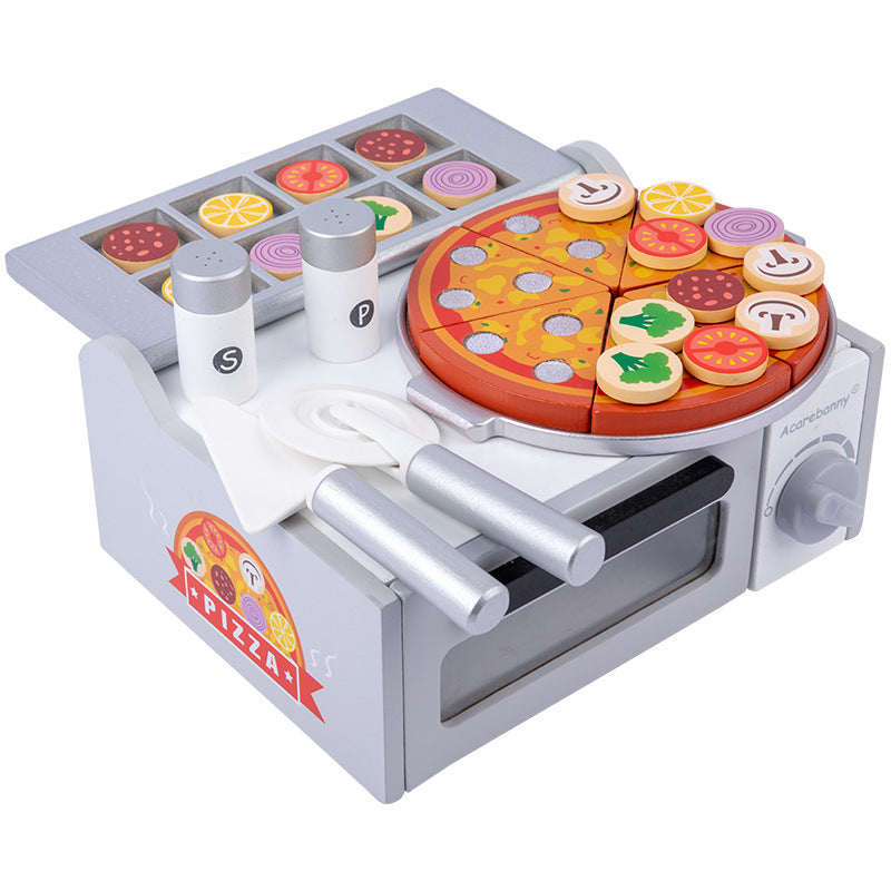 Kinmilo wooden barbecue grill pizza oven pretend cooking and food play, image 213
