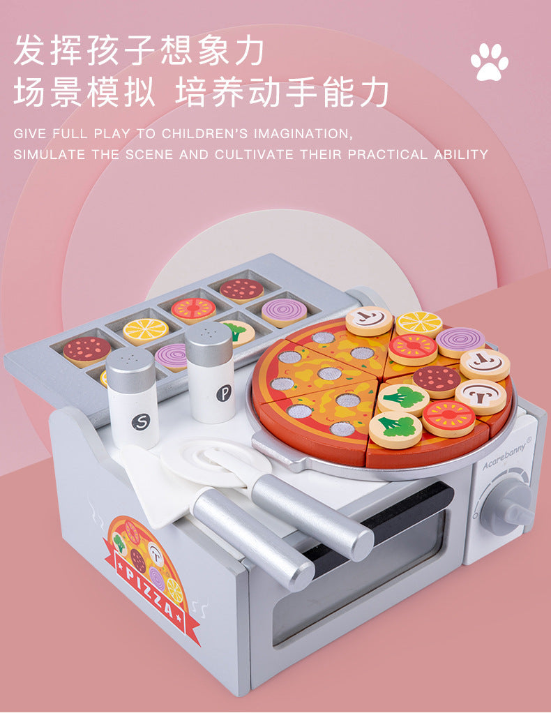Kinmilo wooden barbecue grill and pizza oven pretend cooking set photo 236