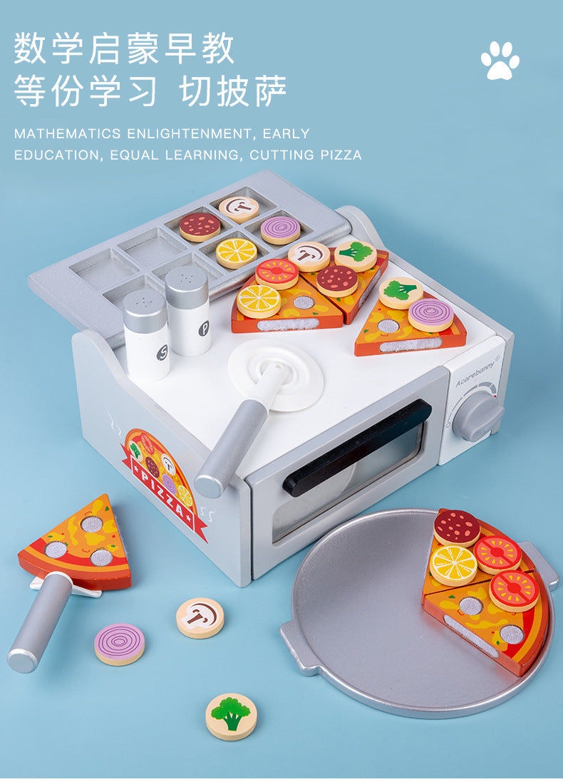 Kinmilo wooden BBQ grill pizza oven pretend play set photo 263