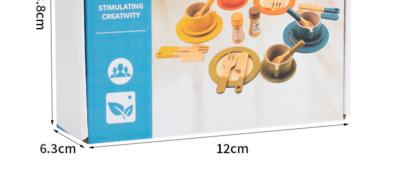 Kinmilo wooden pretend play kitchen dishes, cups, utensils and accessory details