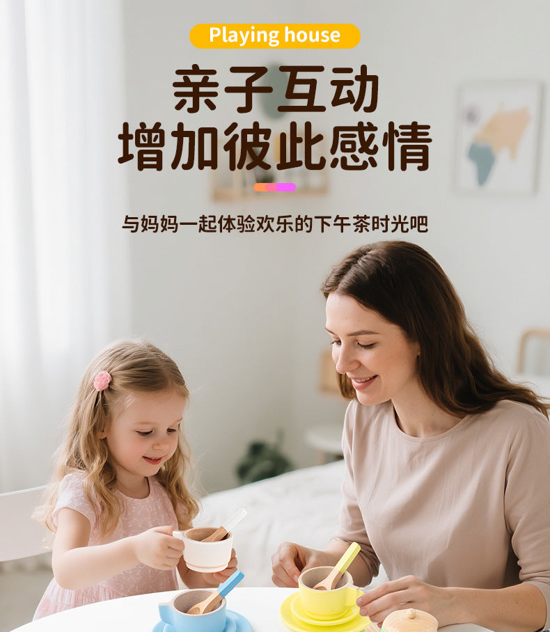 Kinmilo wooden pretend play kitchen dishes, cups, utensils and accessory details