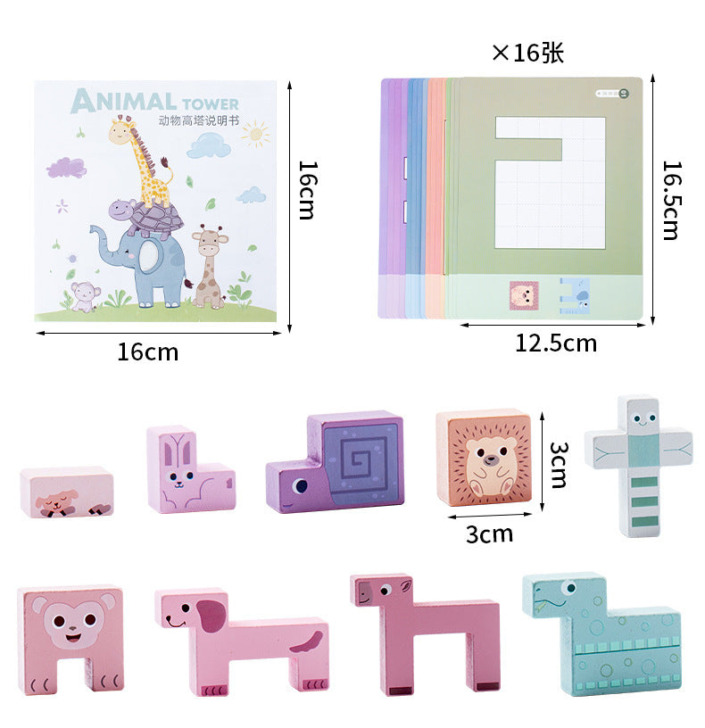 Kinmilo animal logic and spatial reasoning wooden puzzle activity card details