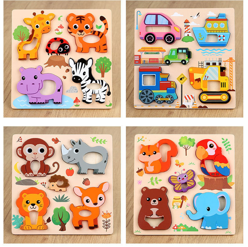 Kinmilo wooden 3D animal and vehicle grip puzzle – photo 06