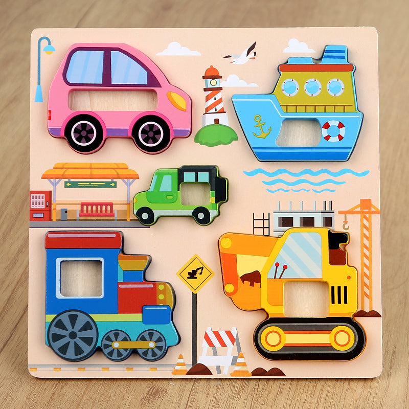 Kinmilo wooden 3D animal and vehicle grip puzzle – photo 15