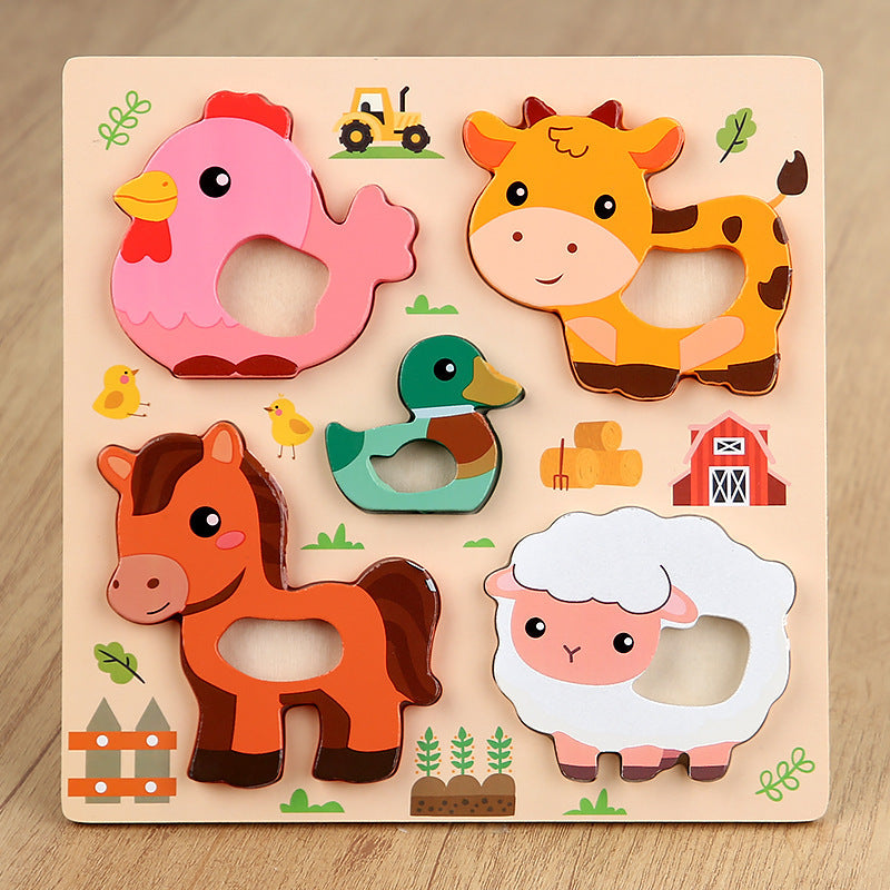 Kinmilo wooden 3D animal and vehicle grip puzzle – photo 22