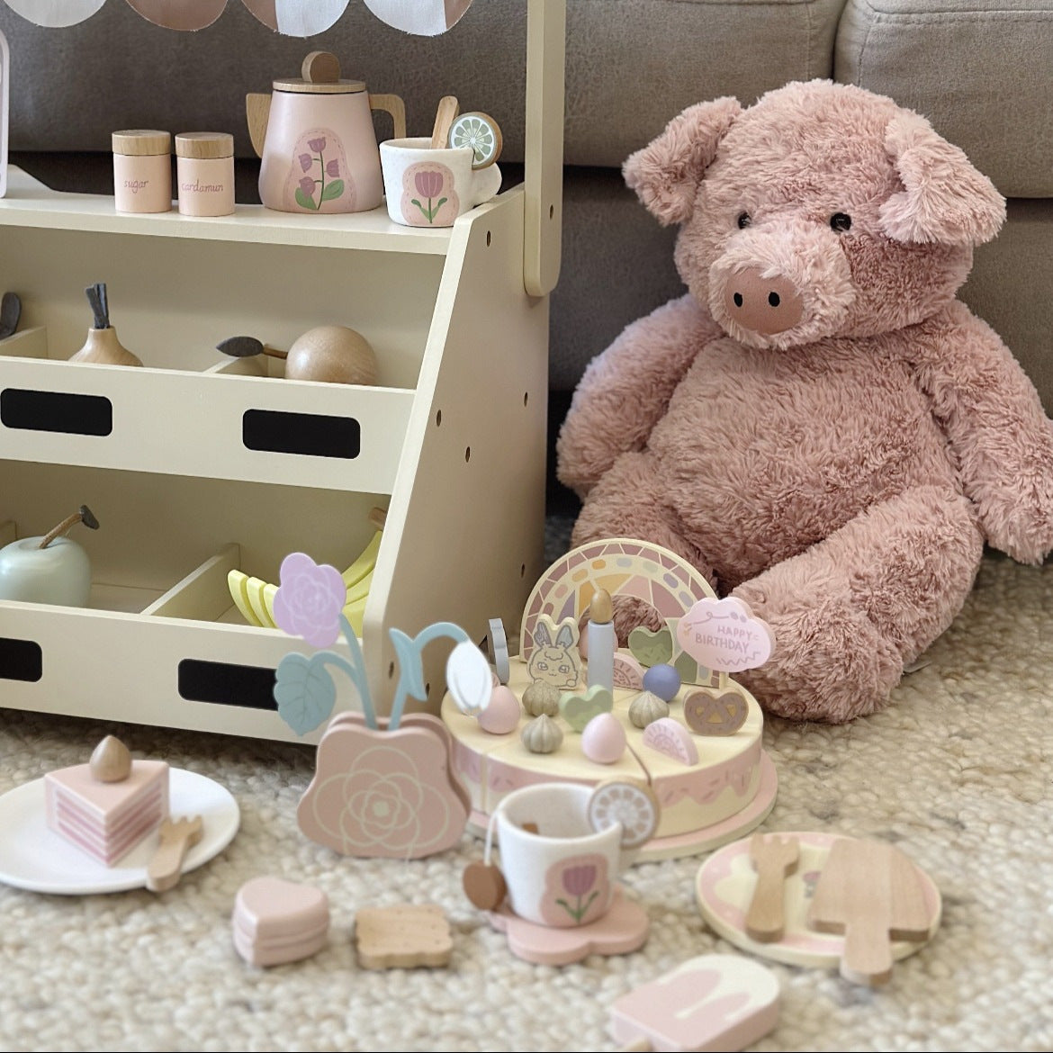 Kinmilo wooden afternoon tea and dessert pretend play set – photo 02