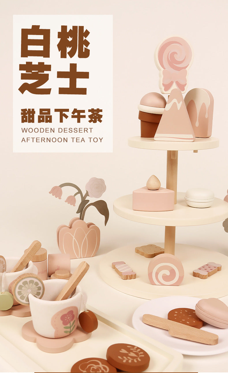 Kinmilo wooden afternoon tea and dessert pretend play set – photo 17