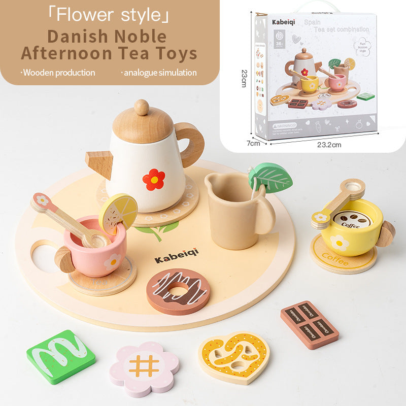 Wooden ice cream cart and pretend play afternoon tea educational toy