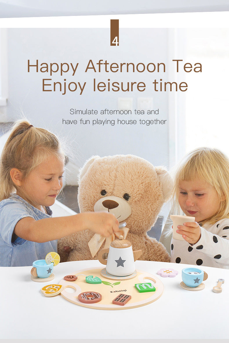 Wooden ice cream cart and pretend play afternoon tea educational toy