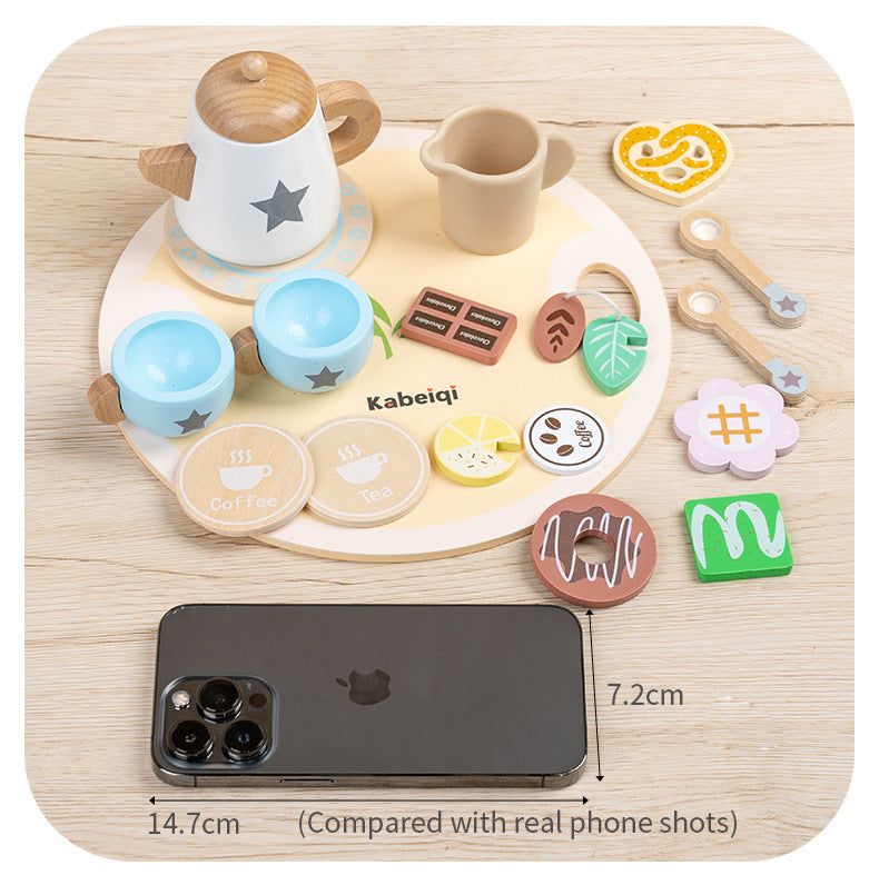 Wooden ice cream cart and pretend play afternoon tea educational toy