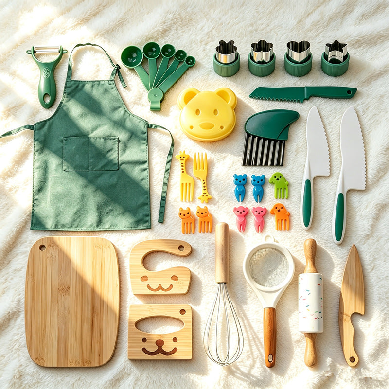 Children's Montessori practical life kitchen cooking tools and utensils
