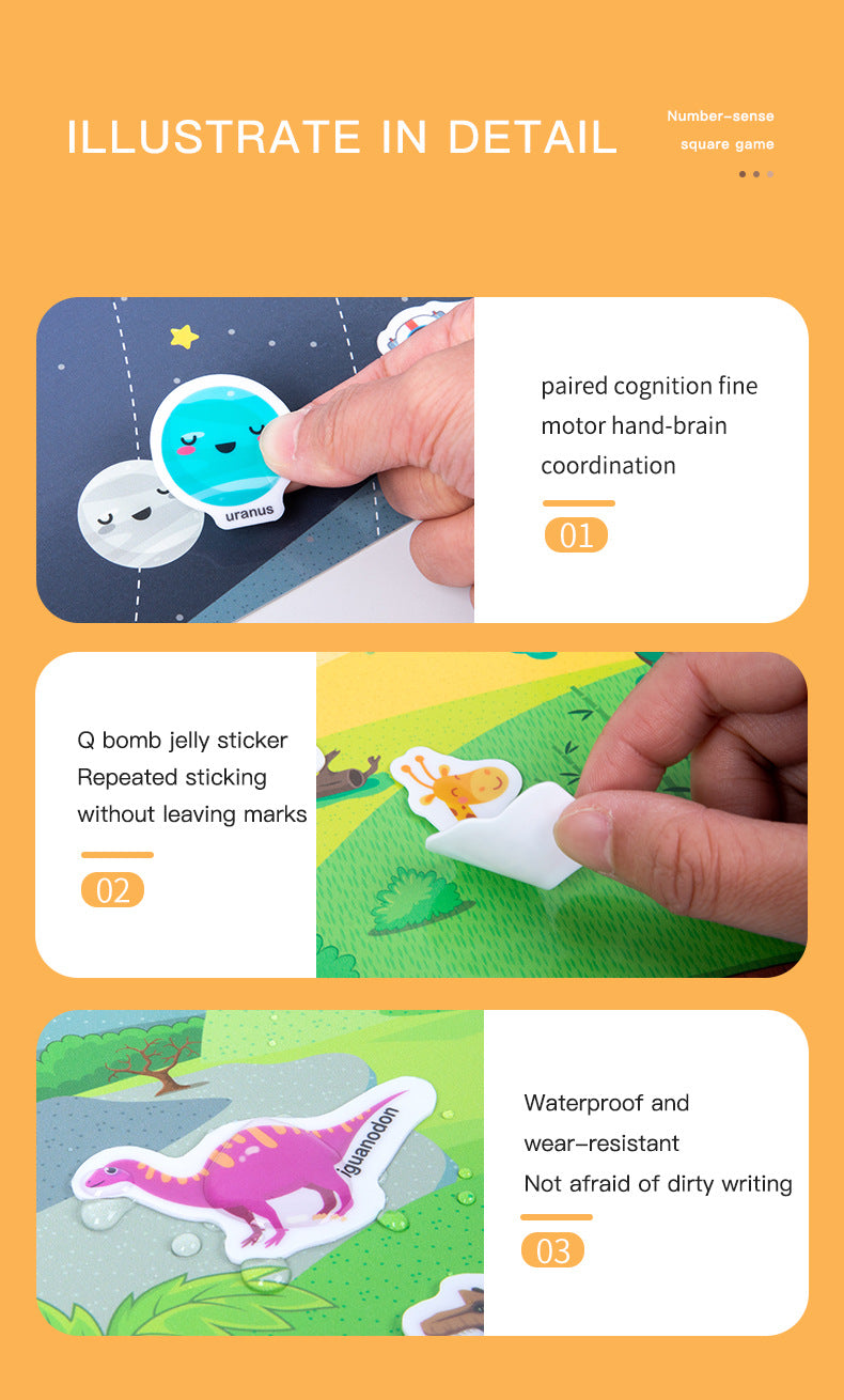Kinmilo six-theme reusable jelly sticker quiet book scene and sticker matching activities