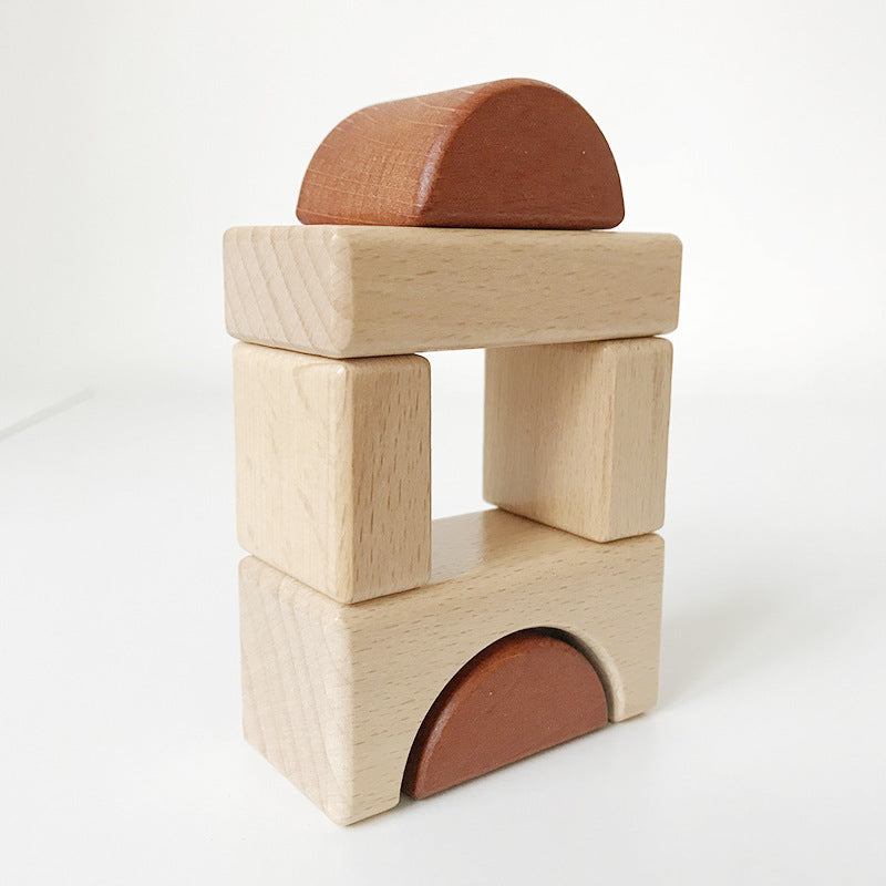 Kinmilo 46-piece natural wooden geometric architectural building blocks and creative constructions – detailed photo 37