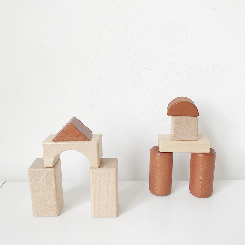 Kinmilo 46-piece natural wooden geometric architectural building blocks and creative constructions – detailed photo 40