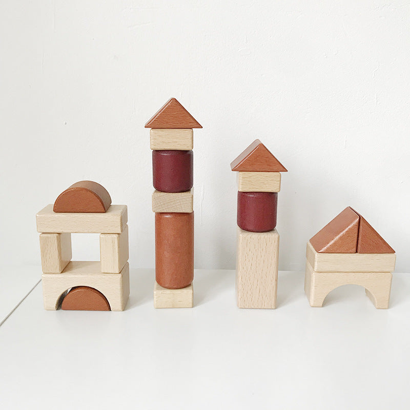 Kinmilo 46-piece natural wooden geometric architectural building blocks and creative constructions – detailed photo 59