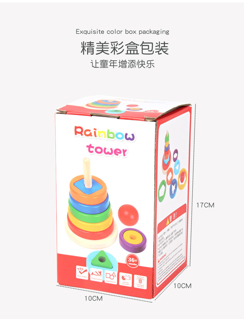 Kinmilo rainbow stacking tower shape sorting, rings, specifications and activities image 16