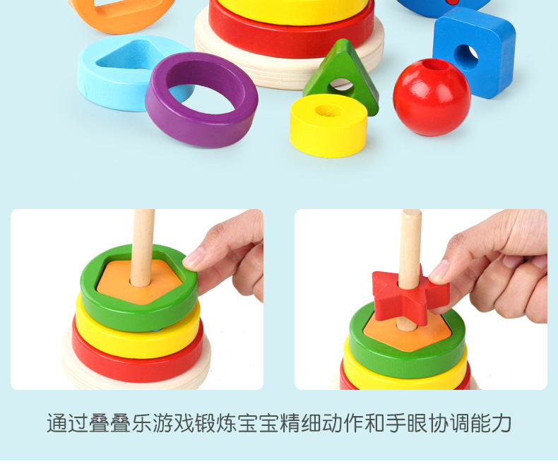 Kinmilo rainbow stacking tower shape sorting, rings, specifications and activities image 17
