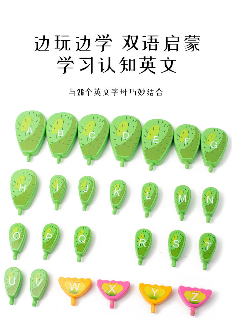 Wooden cactus toy, building game or alphabet activity image 38