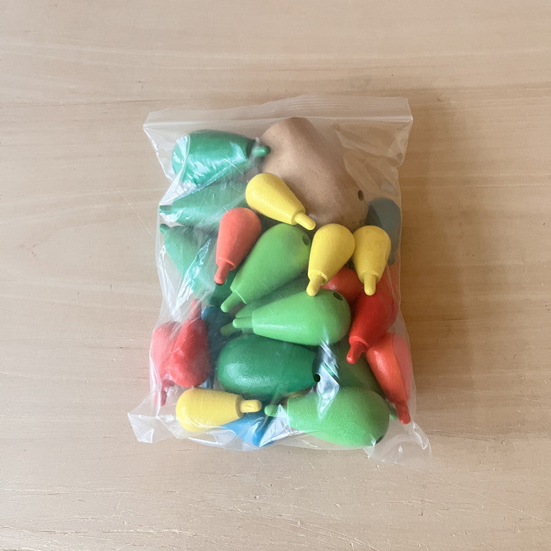 Colorful wooden cactus construction set – storage pouch packaging