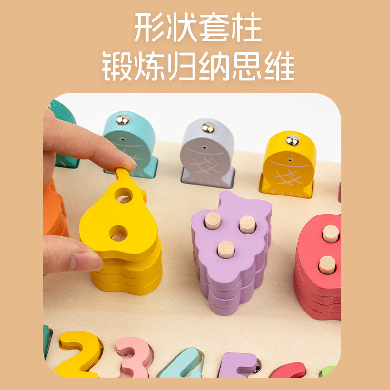 Kinmilo Montessori wooden fishing puzzle and early math activity board - product view 2