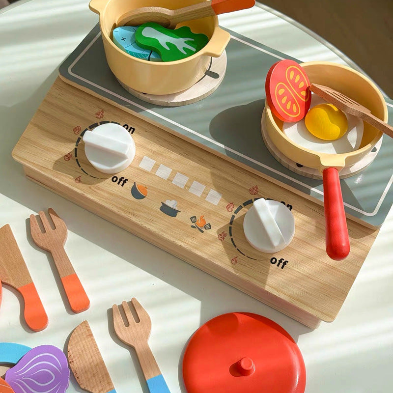 Kinmilo wooden cooking and pretend kitchen play set view 1