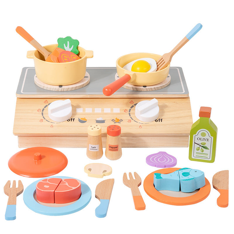 Kinmilo wooden cooking and pretend kitchen play set view 46
