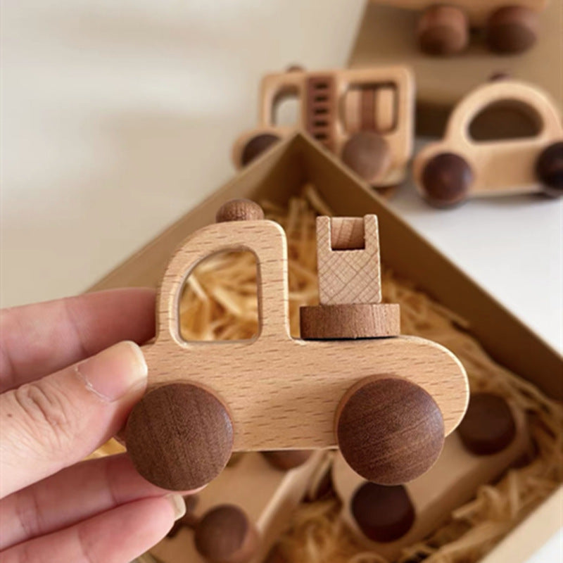 Natural wooden rescue vehicle and transportation set detail image 48