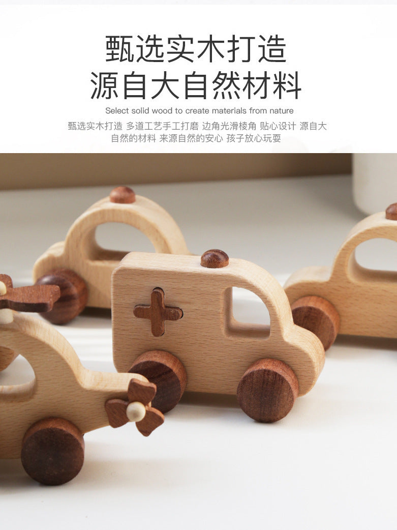 Natural wooden rescue vehicle and transportation set detail image 54