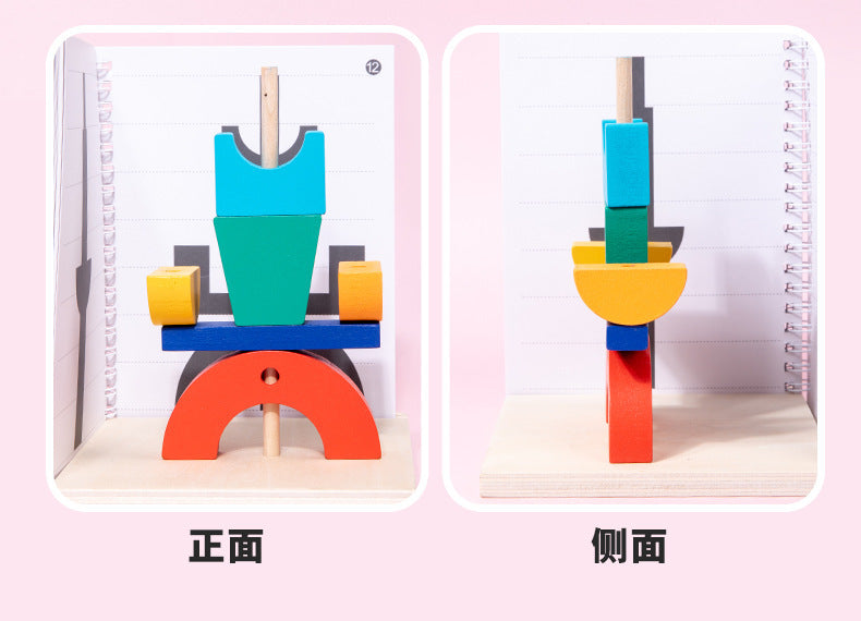 Kinmilo 3D shadow matching construction – wooden shapes instructions and play examples