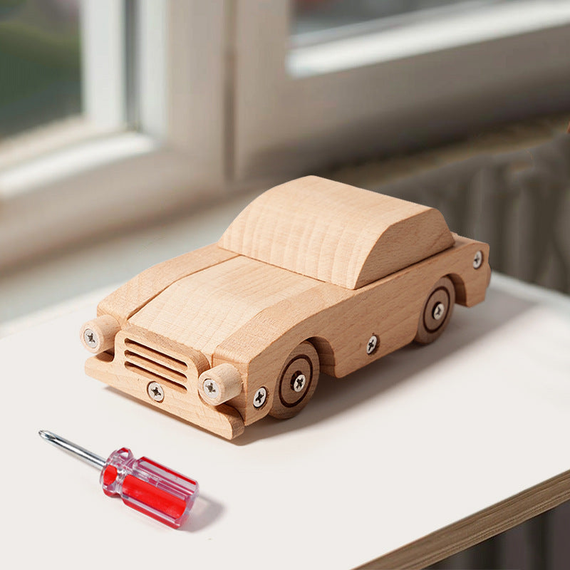 Kinmilo natural wooden toy vehicles – construction trucks and miniature emergency vehicles