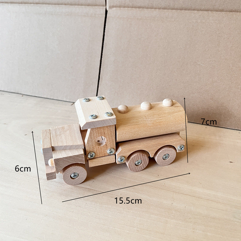 Kinmilo natural wooden toy vehicles – construction trucks and miniature emergency vehicles