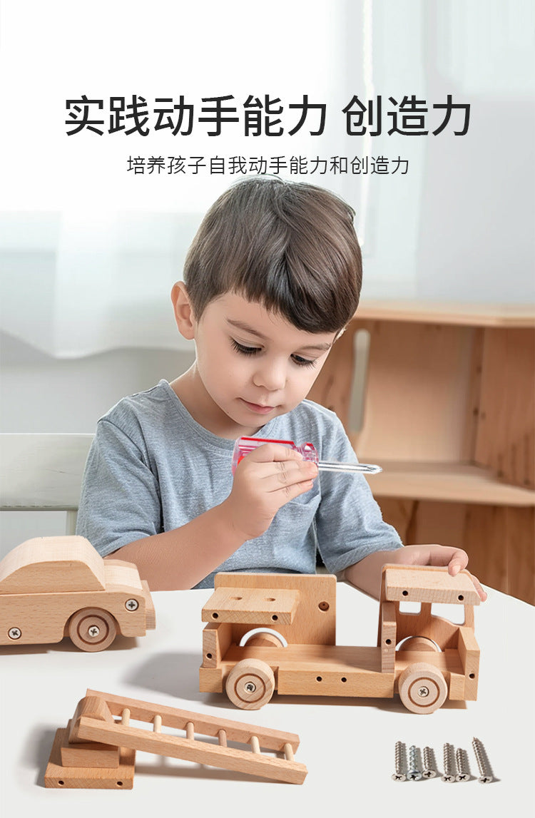 Kinmilo wooden toy cars – natural solid wood construction and moving wheels