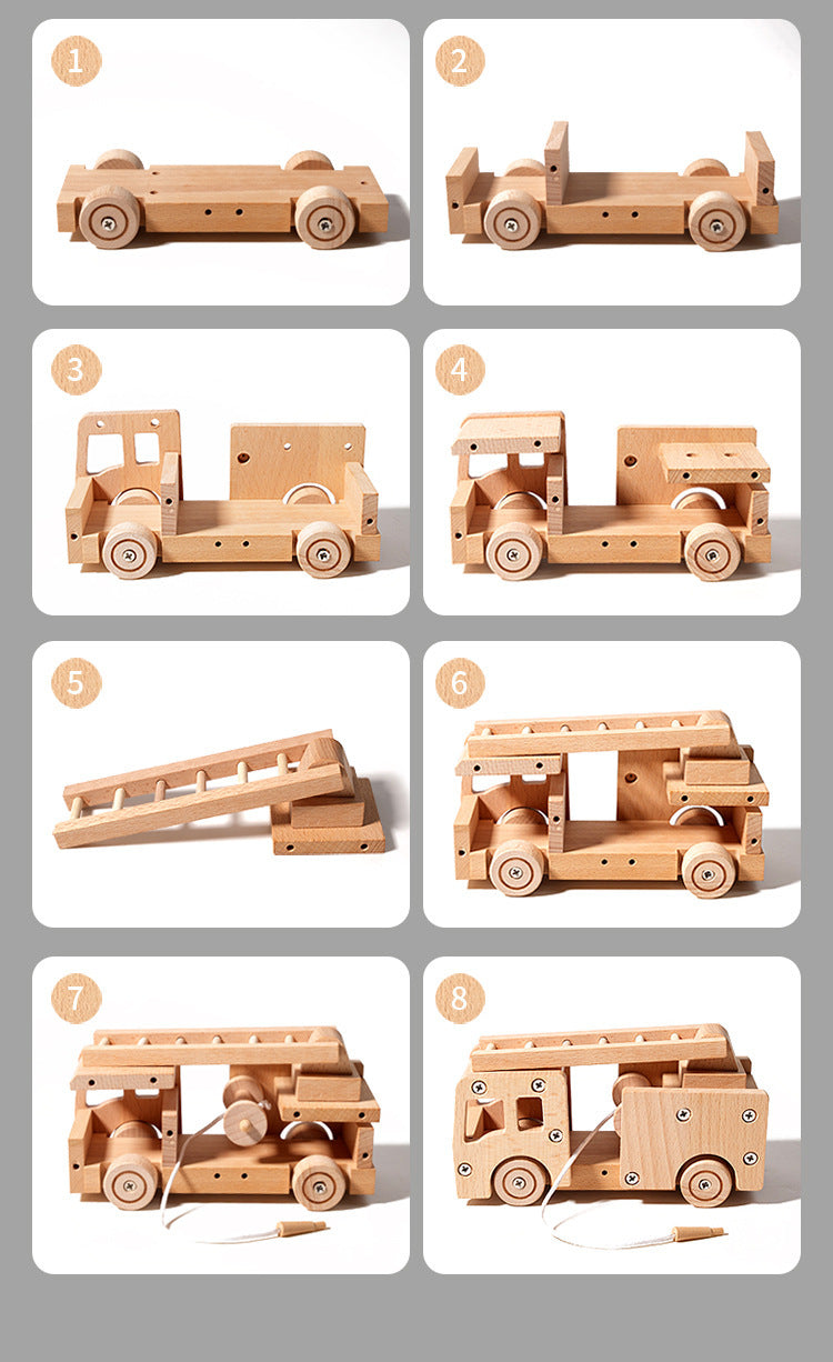Kinmilo wooden toy cars – natural solid wood construction and moving wheels