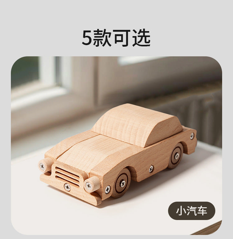 Kinmilo wooden toy cars – natural solid wood construction and moving wheels