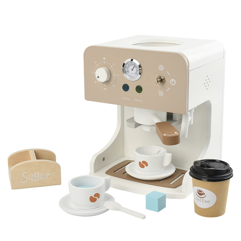 Kinmilo wooden pretend kitchen appliance & home role play set, style and accessory detail 4