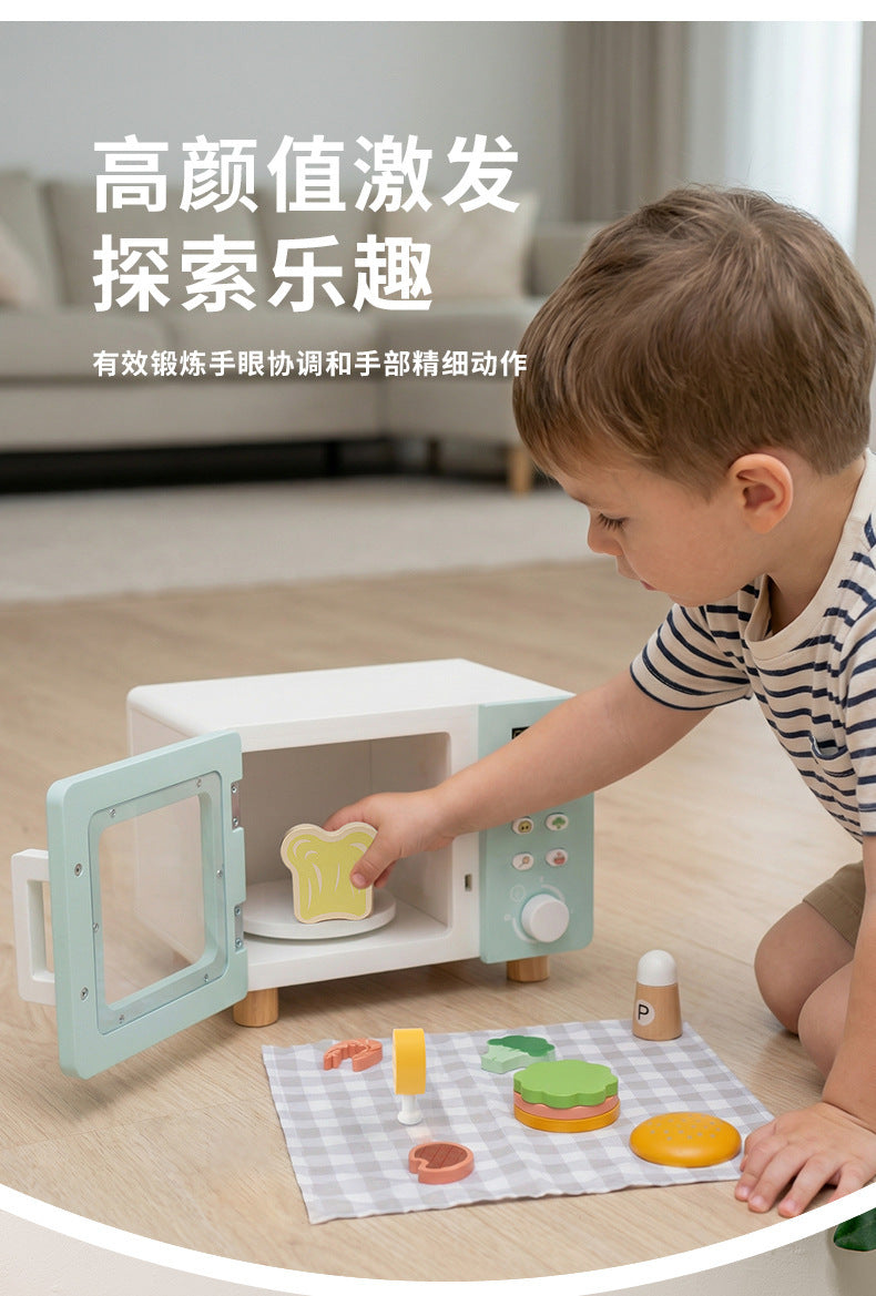 Kinmilo wooden pretended kitchen appliances variants, recipe and fine motor play activity image 48