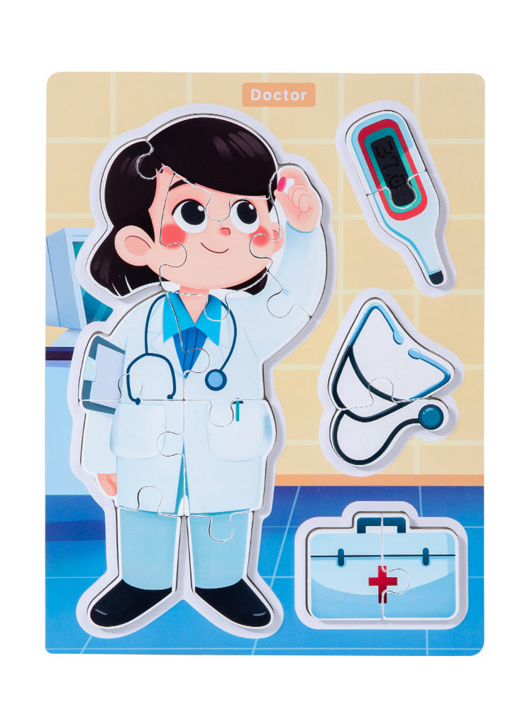 Doctor wooden educational career matching board