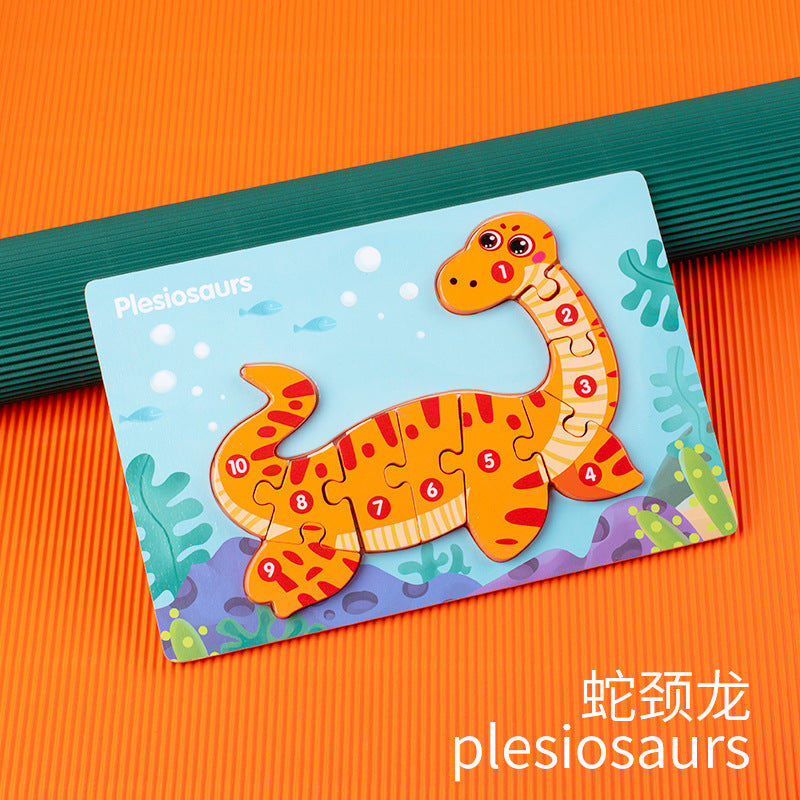 Kinmilo wooden dinosaur 3D numbered puzzle, hands-on Montessori matching and theme photo 11