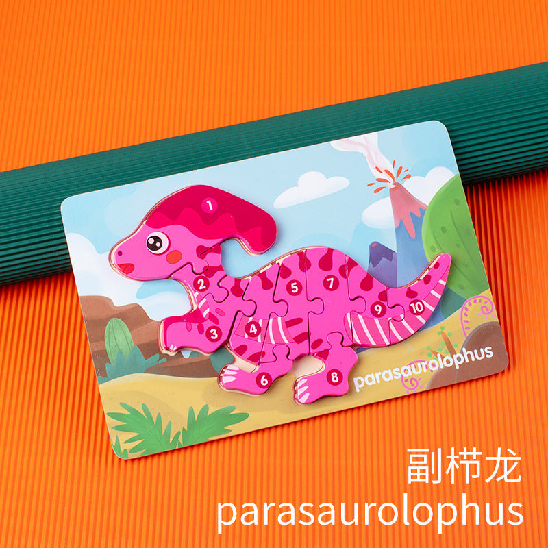 Kinmilo wooden dinosaur 3D numbered puzzle, hands-on Montessori matching and theme photo 12