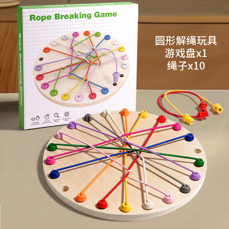 Kinmilo round wooden rope untangling and magnetic chess learning board, photo 1