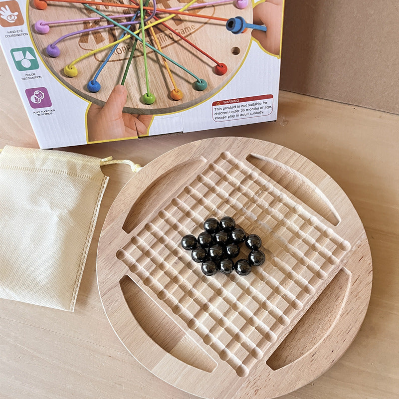 Kinmilo round wooden rope untangling and magnetic chess learning board, photo 3