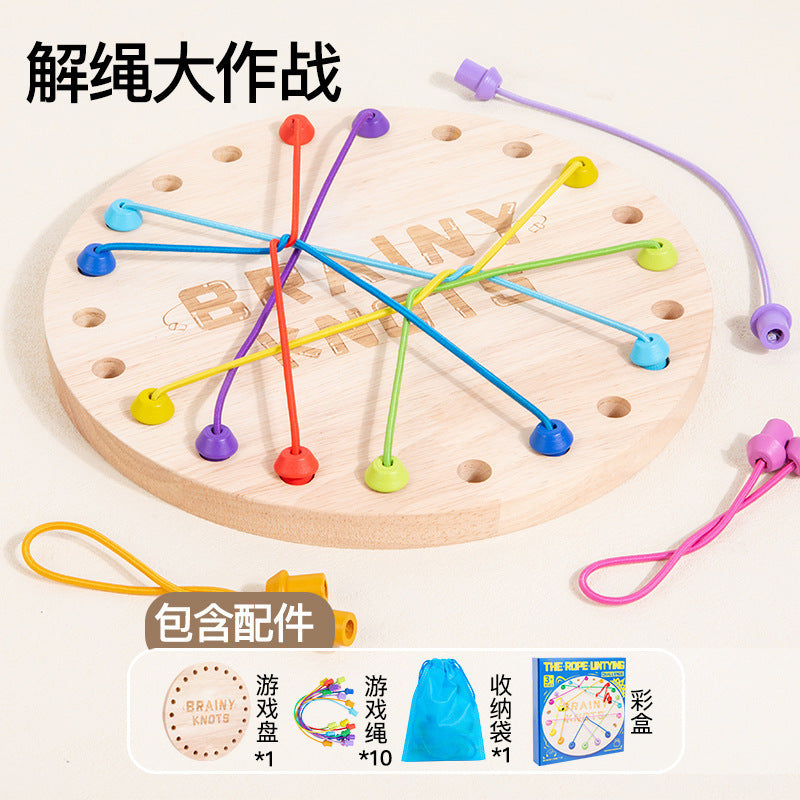 Kinmilo round wooden rope untangling and magnetic chess learning board, photo 9