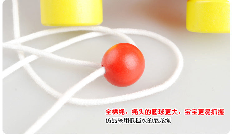 Kinmilo wooden pull-along bear drum toy, rolling music and construction detail image 10