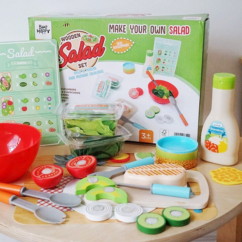 Kinmilo wooden hamburger, fries and pretend fast food café educational play set – detail 3