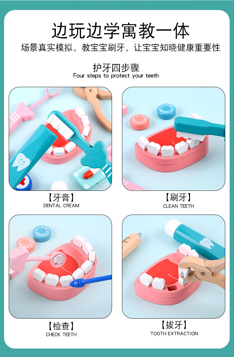 Kinmilo wooden doctor and dentist role-play toy medical instruments: detail 18