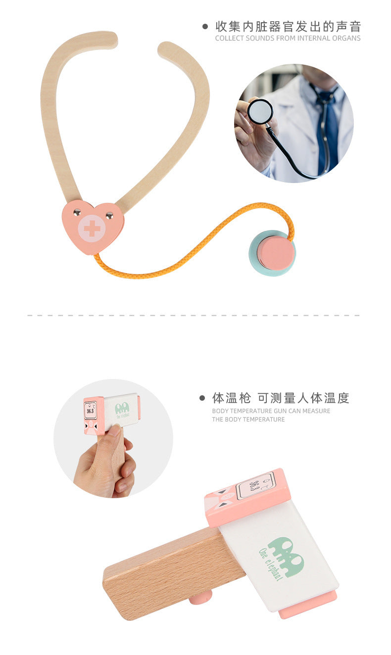 Kinmilo wooden pretend doctor clinic hospital role play – product gallery view 12