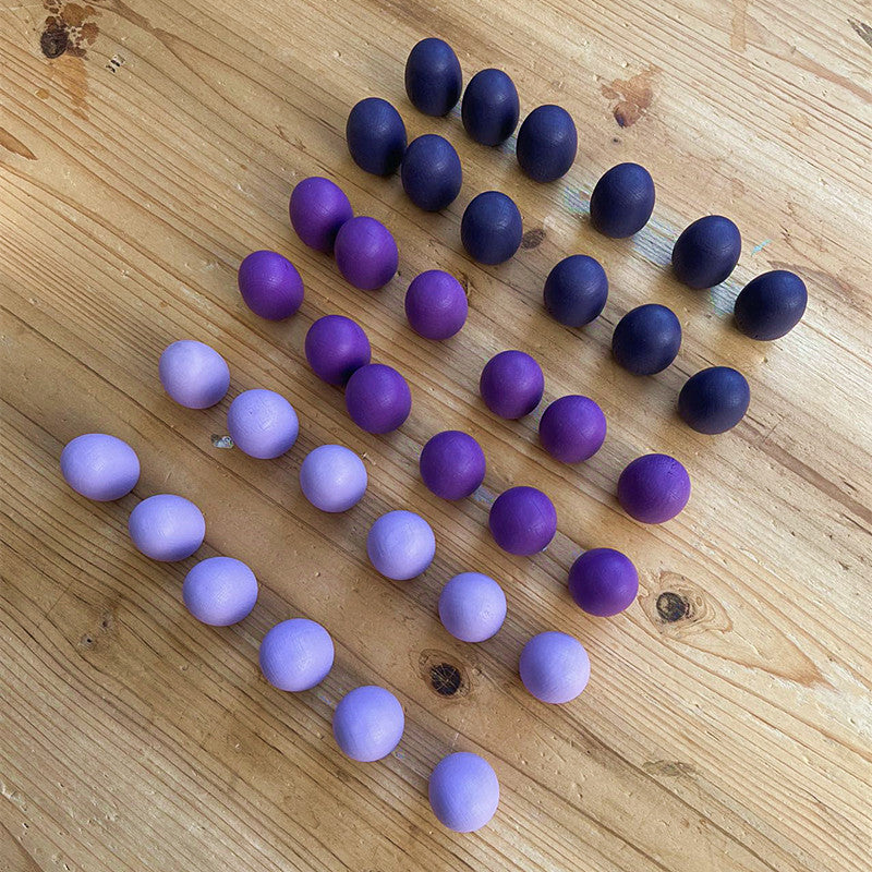 Kinmilo Purple egg wooden loose parts 36 pieces